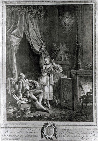 Engraving by Baudouin, Love scene