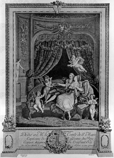 Engraving by Queverdo, Intimate scene