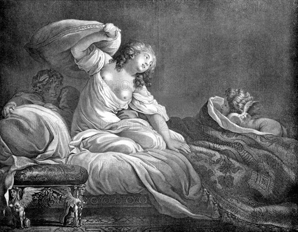 Gravure de Fragonard, La résistance inutile