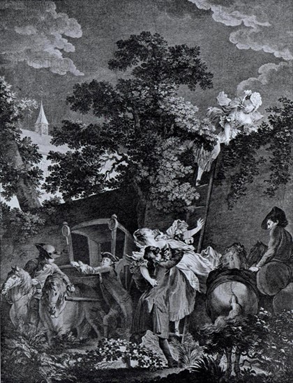 Engraving by Baudoin, Love scene