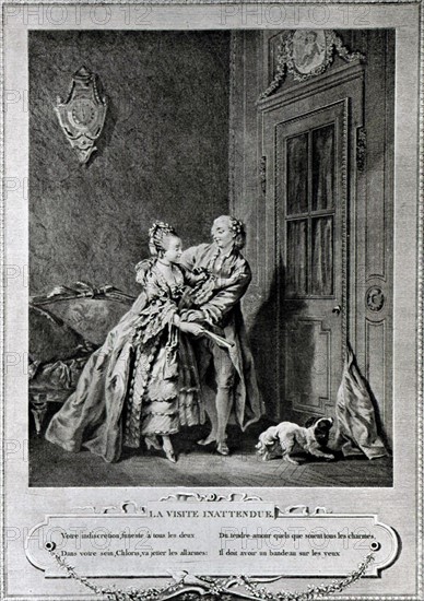 Engraving by Sigmund Freudeberg, The Unexpected Visit