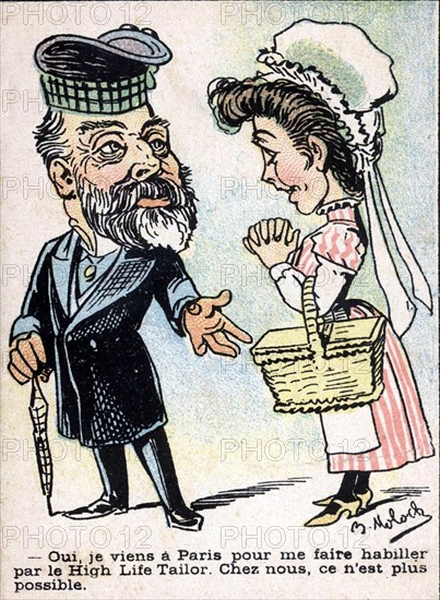 Caricature of scene from daily life