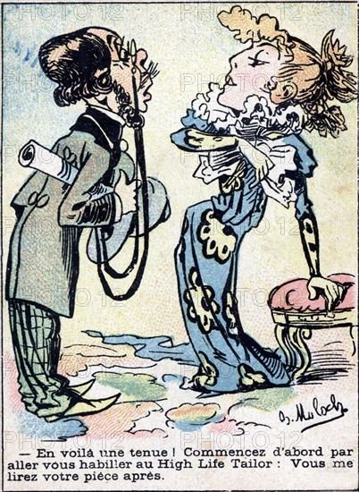 Caricature of scene from daily life