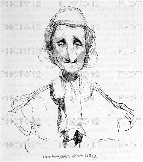 Lady from Strasbourg, sketch by Gustave Doré