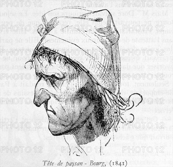 Peasants' heads, illustration by Gustave Doré