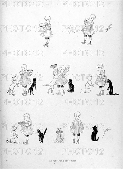 Cats, the most upset of the three by Steinlen