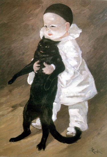 STEINLEN, Pierrot et le chat