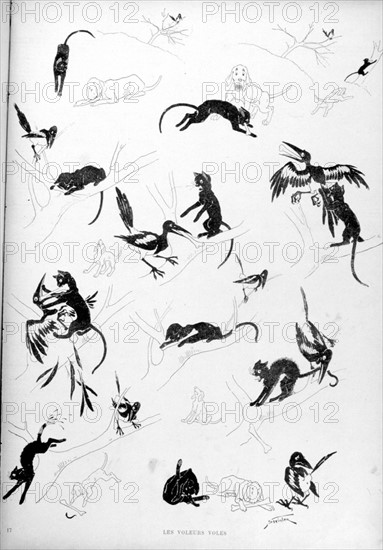 Cats, the theives robbed by Steinlen