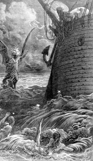 Scene from "The Song of the Ancient Mariner", illustration by Gustave Doré