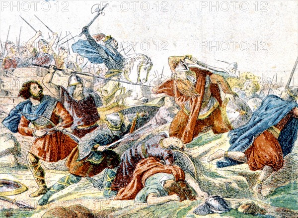 Bataille de Poitiers, illustrations de la fin du XIXe siècle