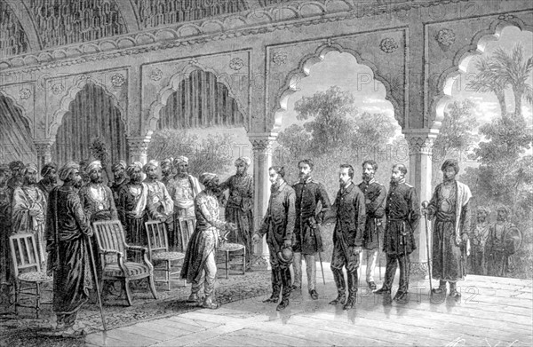 Présentation des voyageurs au Maharajah de Jeypore