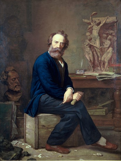 Jean-Baptiste Carpeaux dans l'atelier du Boulevard Saint-Jacques à Paris