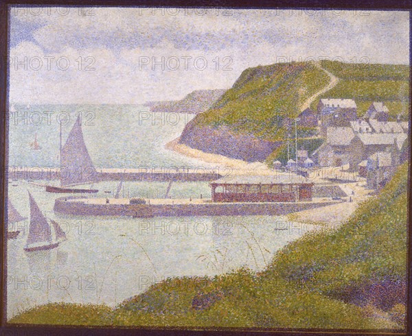 Seurat, Port-en-Bessin, avant-port, marée haute