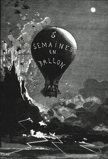 Cinq semaines en ballon, illustration de Riou