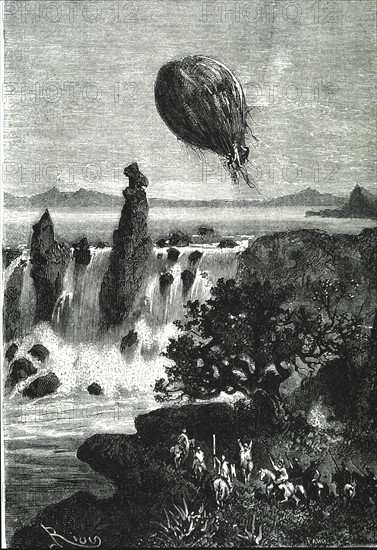 Cinq semaines en ballon, illustration de Riou