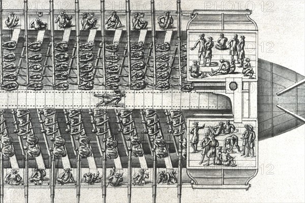 Description géométrique de toutes les pièces qui entrent dans la construction d'une galère, gravure de Debenat