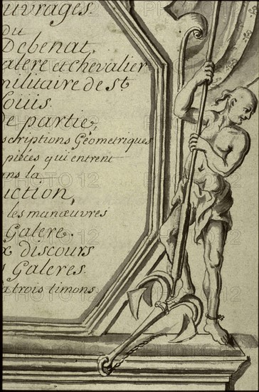 Geometric description of all of the parts included in the construction of a galley, engraving by Debenat