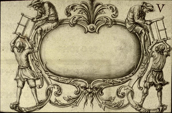 Description géométrique de toutes les pièces qui entrent dans la construction d'une galère, gravure de Debenat