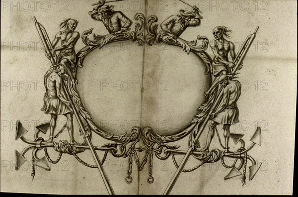 Geometric description of all of the parts included in the construction of a galley, engraving by Debenat