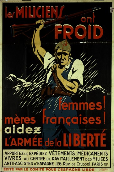 Affiche de propagande pendant la guerre civile pour la milice