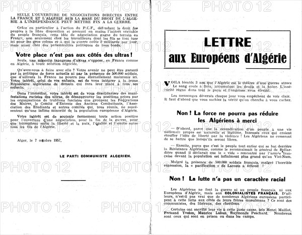 Algerian Communist Party tract