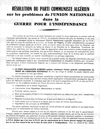 Tract du Parti communiste algérien