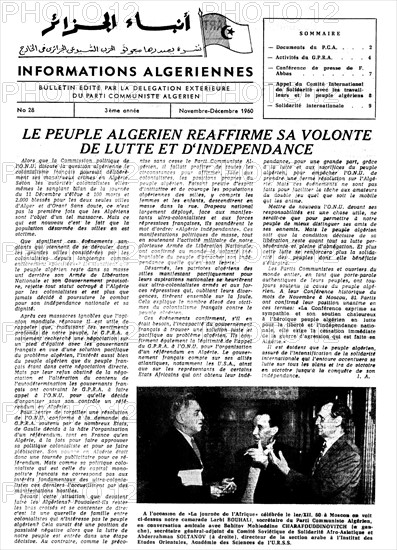 Front page of "Informations algériennes"