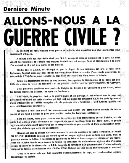 Tract du Parti du peuple algérien (P.P.A.)
