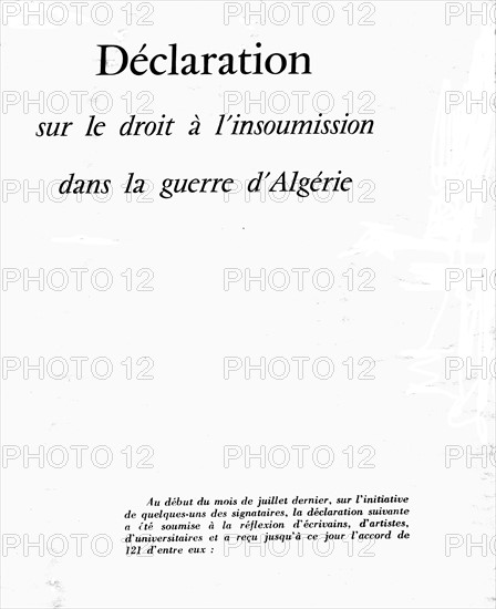Déclaration sur le droit à l'insoumission dans la guerre d'Algérie