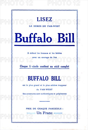 Publicité pour des fascicules racontant la vie de Buffalo Bill