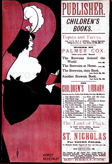 Advertising poster by Aubrey Beardsley for children's books