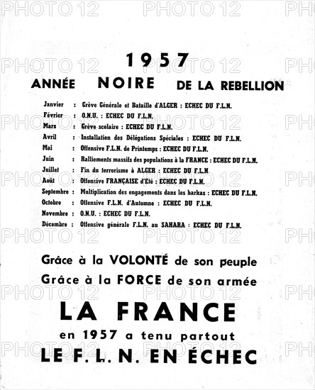 Propaganda tract against the F.L.N.: "1957  the F.L.N.