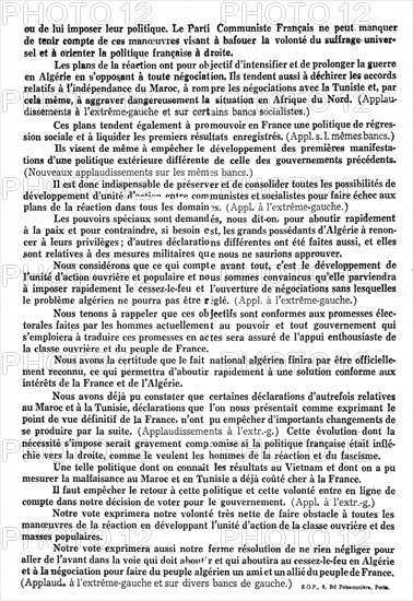 Tract du Parti communiste français expliquant le vote communiste en faveur du gouvernement