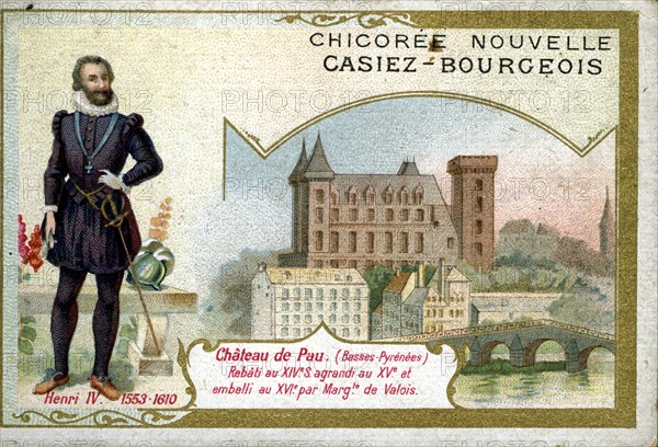 Chromo publicitaire : Henri IV et le château de Pau