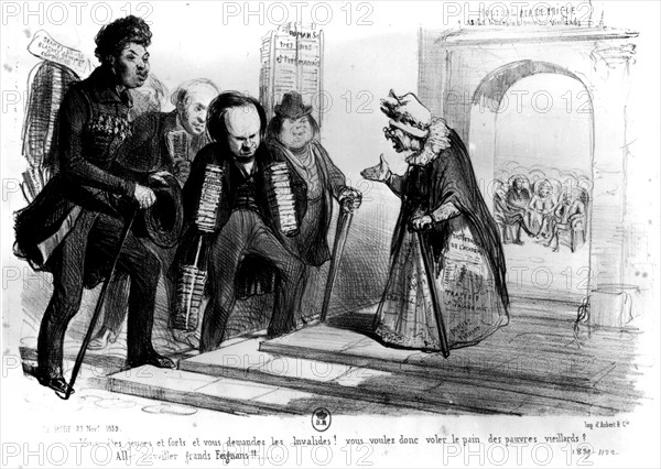 Caricature of Victor Hugo's entrance into the Académie française