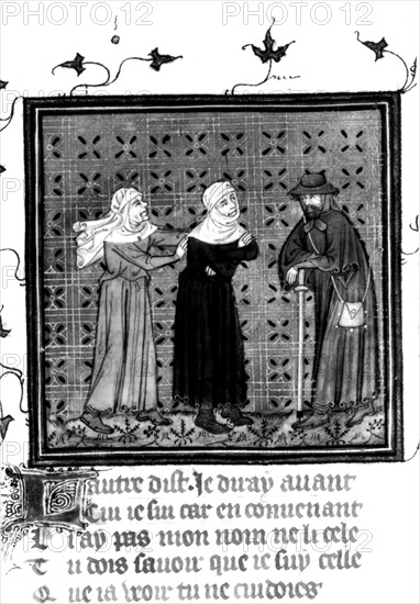 Two women and a pilgrim