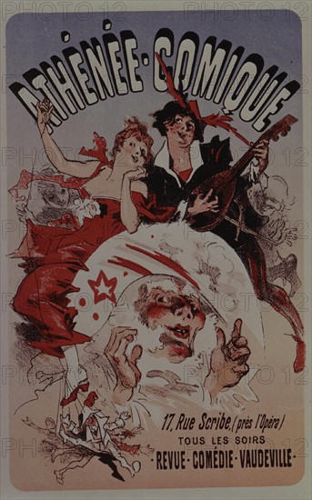 Affiche publicitaire pour un spectacle à l'Athénée-Comique