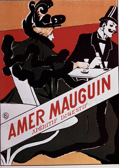 Affiche belge publicitaire pour une marque d'apéritif digestif