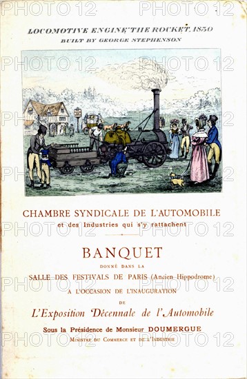 Menu pour le banquet organisé par la Chambre syndicale de l'automobile de Paris