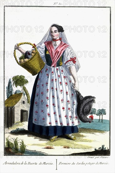 Spain, farmer's wife in a vegetable garden in Murcia