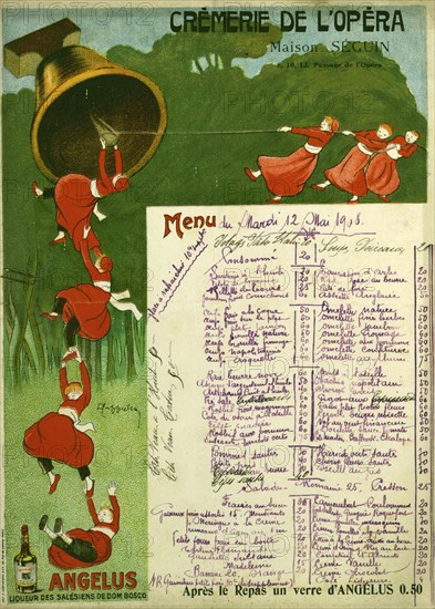 Menu from the"Crêmerie de l'opéra" in Paris