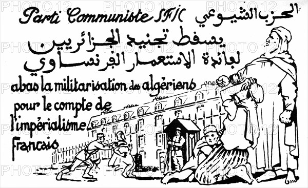 French Communist Party flyer against militarizing Algerians - reverse side