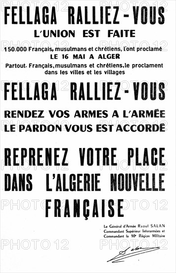 Tract appellant les fellaghas à faire réddition et à se rendre à l'armée française - Recto