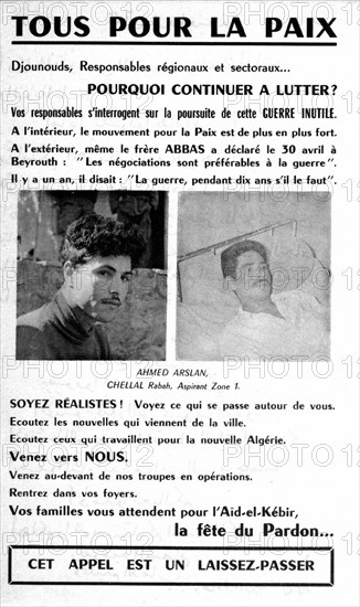Tract appealing to the fellaghas to surrender to the French army -Front -