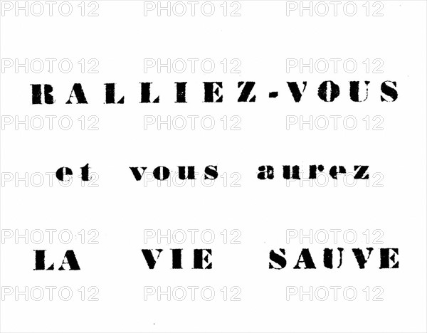 Tract appellant les fellaghas à faire réddition et à se rendre à l'armée française - Recto