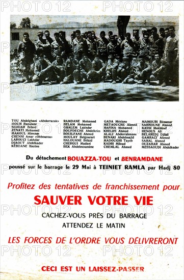 Tract appealing to the fellaghas to surrender to the French army