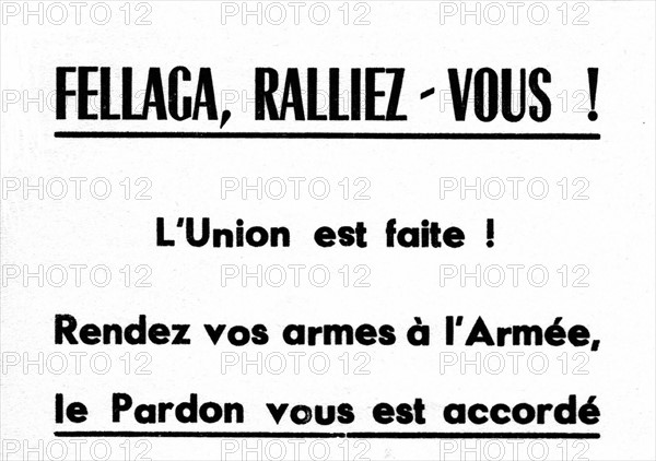 Tract appealing to the fellaghas to surrender to the French army