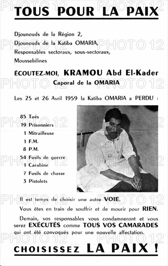 Tract appealing to the fellaghas to surrender to the French army