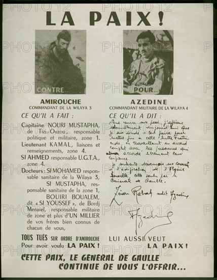 Tract appealing to the fellaghas to surrender to the French army