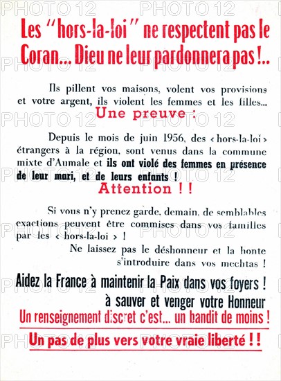 Tract de propagande contre le F.L.N.